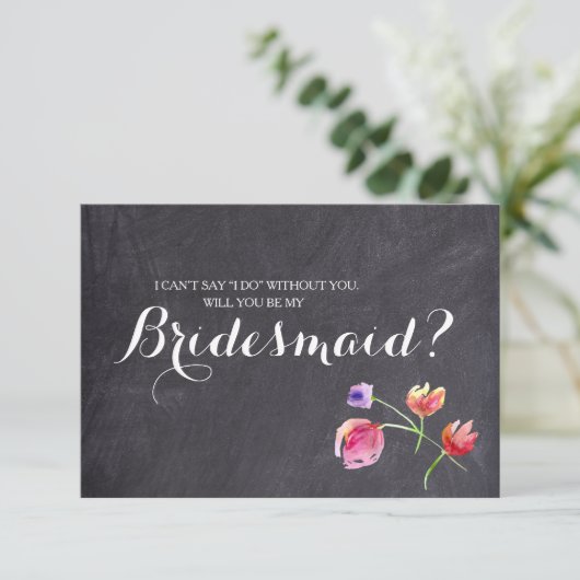 Waterverf karton Floral bridesmaid request Kaart (Staand voorkant)