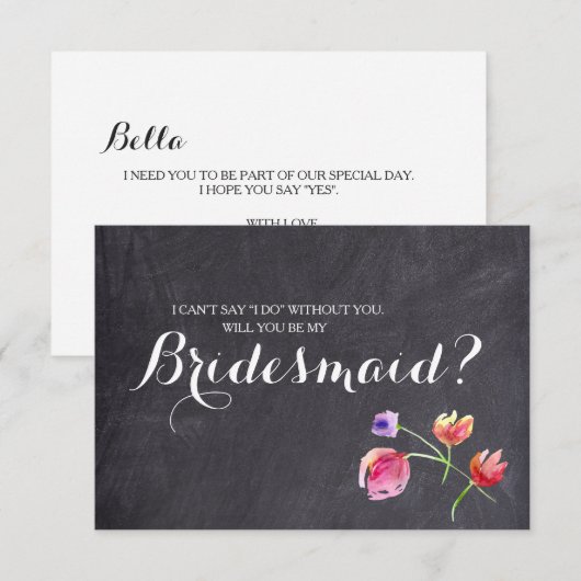 Waterverf karton Floral bridesmaid request Kaart (Voorkant / Achterkant)