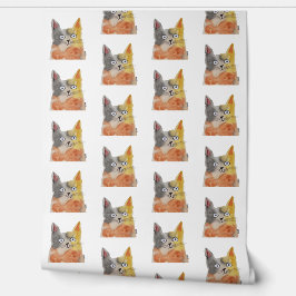 Waterverf kat behang voor kat liefhebbers