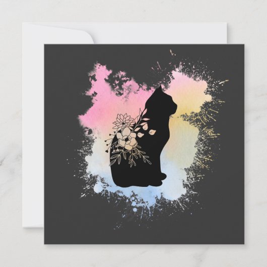 Waterverf Kat blanco Kaart (Voorkant)