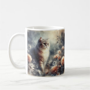 Waterverf Kat & Bloemen - De liefde van een moeder Koffiemok