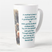 Waterverf Kat & Bloemen - De liefde van een moeder Latte Mok (Rechterhoek)