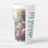 Waterverf Kat & Bloemen - De liefde van een moeder Latte Mok (Voorkant)