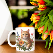 Waterverf Kat & Bloemen