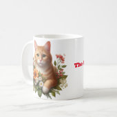 Waterverf Kat & Bloemen Koffiemok (Voorkant links)