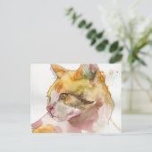 Waterverf Kat Briefkaart (Staand voorkant)