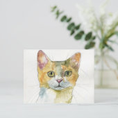 Waterverf Kat Briefkaart (Staand voorkant)