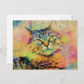 Waterverf Kat Briefkaart (Voorkant / Achterkant)