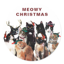  Waterverf Kat Clowder Meowy Kerstmis