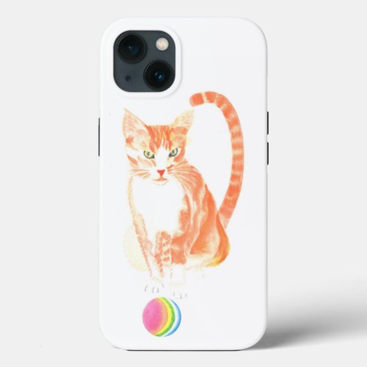 Waterverf kat en bal Case-Mate iPhone case (Achterkant)