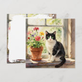 Waterverf Kat en Bloem Thema Blanco (Voorkant / Achterkant)