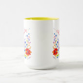 Waterverf Kat en Bloemen Gepersonaliseerd Mok (Midden)