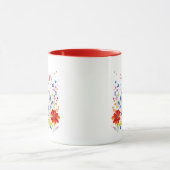 Waterverf Kat en Bloemen Gepersonaliseerd Mok (Midden)