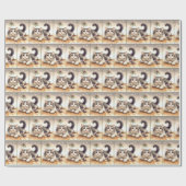 Waterverf kat en muis met maretak cadeaupapier (Vlak)