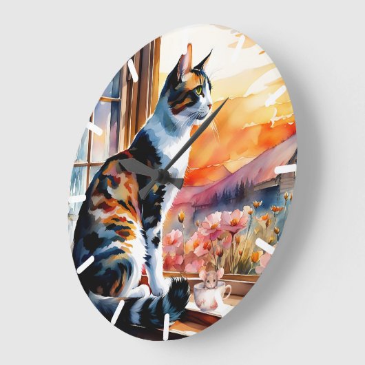 Waterverf kat en muis Wenskaart Grote Klok (Hoek)