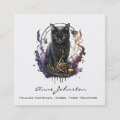 Waterverf Kat en Pentagram Vierkante Visitekaartje (Voorkant)