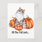 Waterverf Kat en pompoenen Herfst Briefkaart (Voorkant)