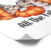 Waterverf Kat en pompoenen Herfst Poster (Hoek)