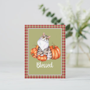 Waterverf Kat en pompoenen Thanksgiving zonder bee Briefkaart