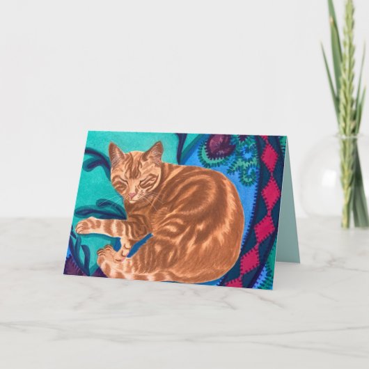 Waterverf Kat en quilt Bedankkaart (Voorkant)