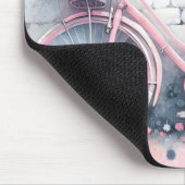 Waterverf kat en roze fiets muismat (Hoek)