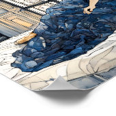 Waterverf kat en vrouw door raam poster (Hoek)