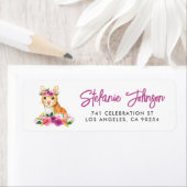 Waterverf Kat Floral Return Address Label I (Insitu)