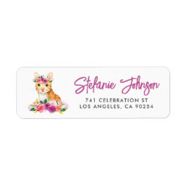 Waterverf Kat Floral Return Address Label I