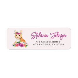 Waterverf Kat Floral Return Address Label II