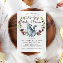 Waterverf Kat Gesponnen Baby shower met uitwerpsel Kaart