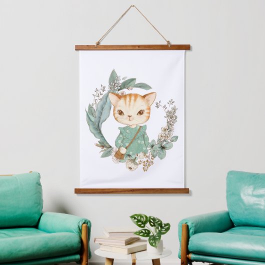 Waterverf Kat Hangend Wandkleed (Woonkamer)