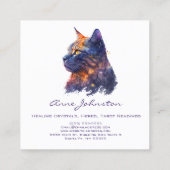 Waterverf Kat in appelen en Sinaasappel Vierkante Visitekaartje (Achterkant)