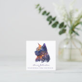 Waterverf Kat in appelen en Sinaasappel Vierkante Visitekaartje (Staand voorkant)