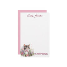 Waterverf Kat in bloemen Aangepaste schrijfbenodig