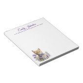 Waterverf Kat in bloemen Aangepaste schrijfbenodig Notitieblok (Schuin)
