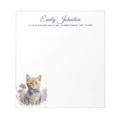 Waterverf Kat in bloemen Aangepaste schrijfbenodig Notitieblok (Voorkant)