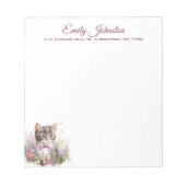 Waterverf Kat in bloemen Aangepaste schrijfbenodig Notitieblok (Voorkant)