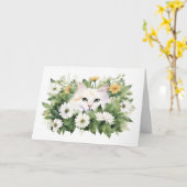 Waterverf kat in madeliefjes kaart (Gele Bloem)