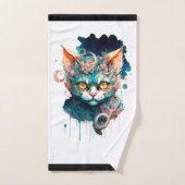 Waterverf kat in steampunk bad handdoek (Handdoek)