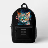 Waterverf kat in steampunk bedrukte rugzak (Voorkant)