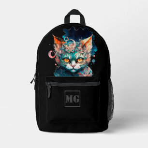 Waterverf kat in steampunk bedrukte rugzak