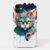 Waterverf kat in steampunk Case-Mate iPhone case (Achterkant)