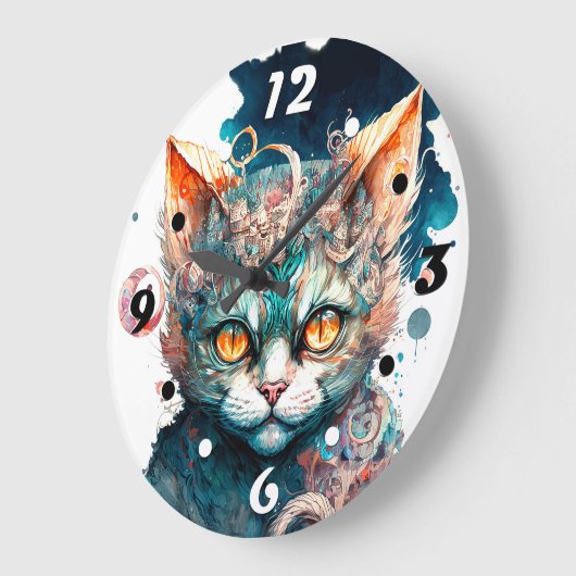 Waterverf kat in steampunk grote klok (Hoek)