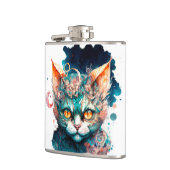 Waterverf kat in steampunk heupfles (Links)