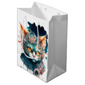 Waterverf kat in steampunk medium cadeauzakje (Voorkant Gekanteld)