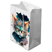 Waterverf kat in steampunk medium cadeauzakje (Achterkant Gekanteld)