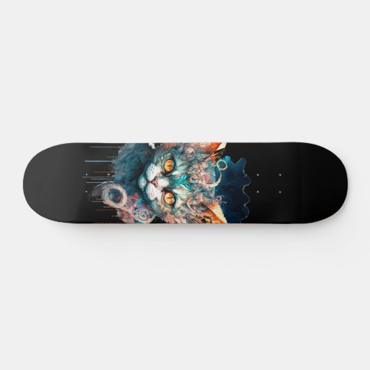 Waterverf kat in steampunk persoonlijk skateboard (Horizontaal)