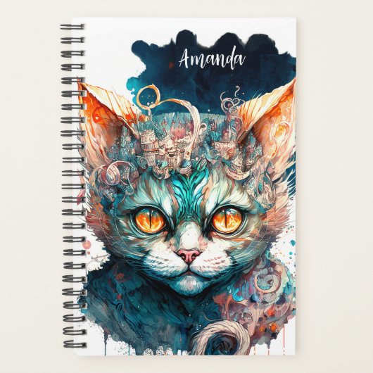 Waterverf kat in steampunk planner (Voorkant)