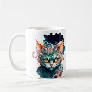 Waterverf kat in steampunk stijl koffiemok