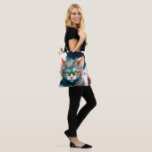 Waterverf kat in steampunk tote bag (Op model)